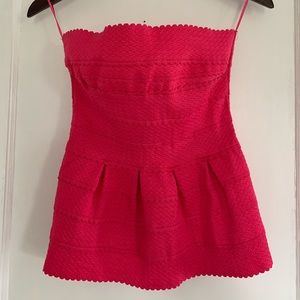 Francesca’s pink peplum strapless top